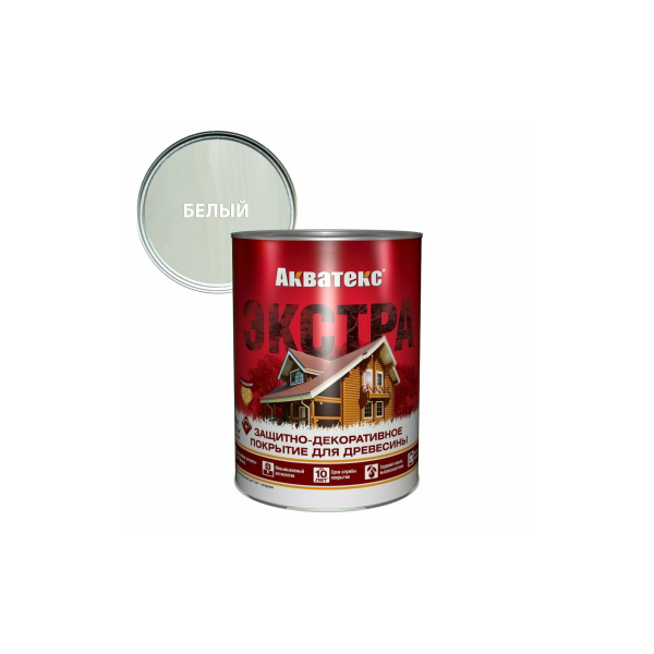 Защитное текстурное покрытие "Акватекс-Экстра" древесины Белый 0,8л
