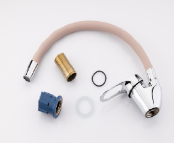 Смеситель для кухни однорычажный высокий излив бежевый латунь 465565 SANDAY