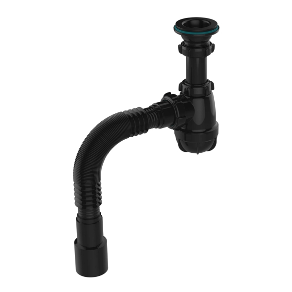 Сифон для мойки 1-1/4"*40мм нерж.решетка с гофрой 40мм*40/50мм черный S1083-35-MR AQUANT