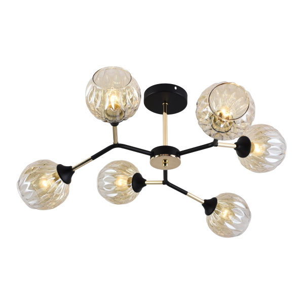 Люстра 6*60Вт Е27 черный/золото AU11207/6 BK+FGD Атмосфера уюта