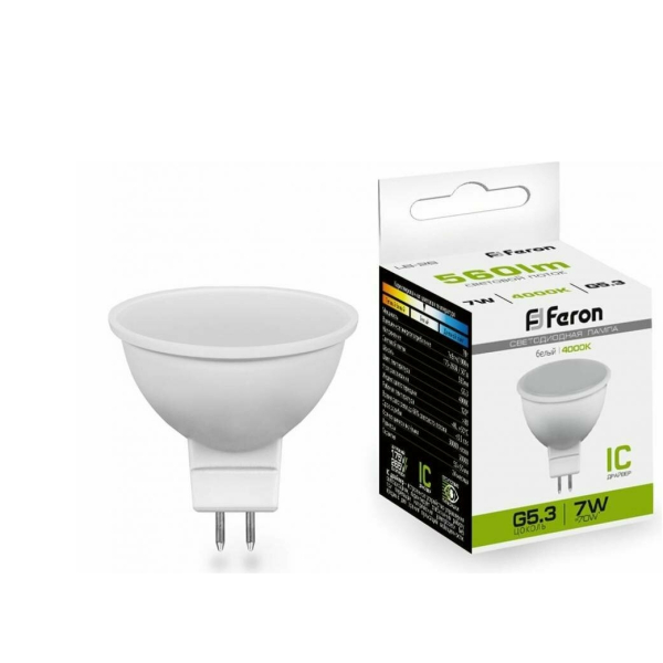 Лампа св/д GU5.3 MR16 7Вт 4000K Feron