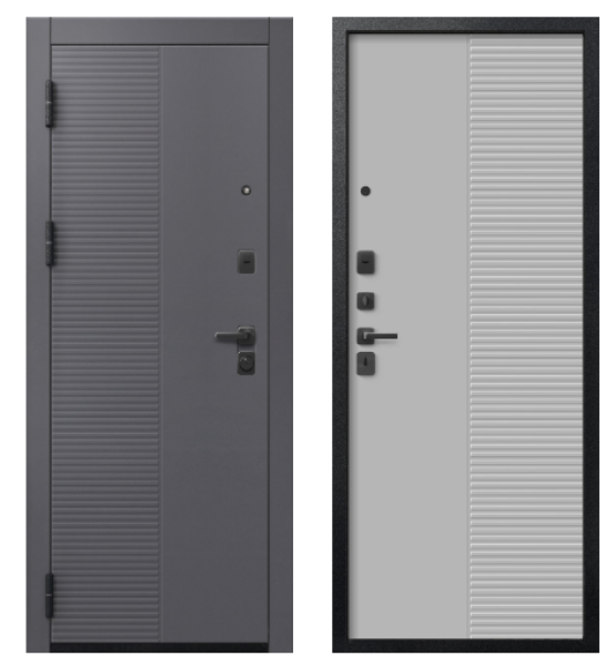 Дверь V-18 Черный муар/Кашемир графит-Кашемир сильвер 860*2050 R Центурион (2025)