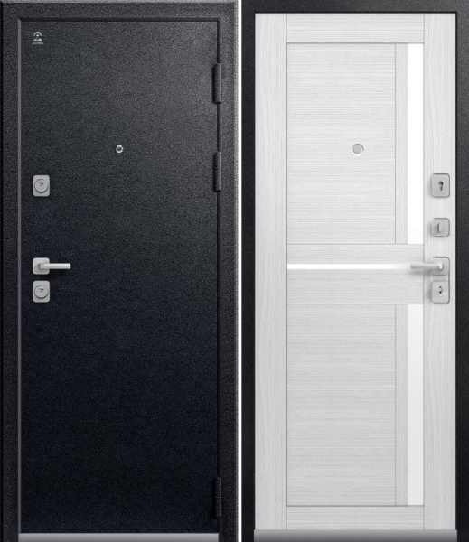 Дверь С-102 Чёрный муар/ Сноу 860*2050 L Центурион 2025