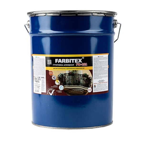 Грунтовка ГФ-021 серая 20 кг Farbitex