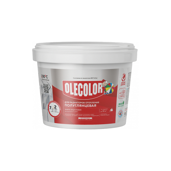 Эмаль акриловая для радиаторов белая полуглянцевая 0,5кг Olecolor