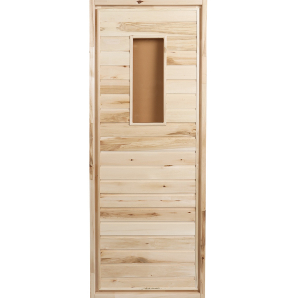 Дверь для бани и сауны «Прямое стекло», 180×70 см липа, со стеклом