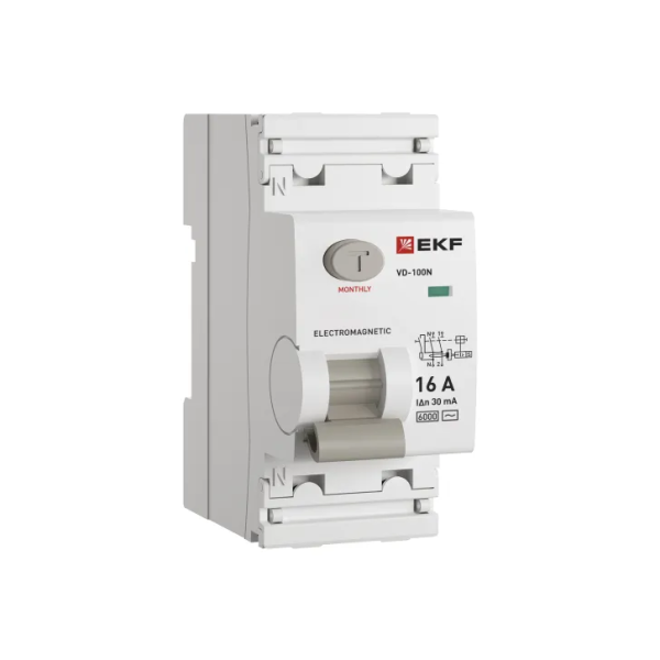 Устройство защитного отключения ВДТ ВД-100N 2P 16A 30мА (эл.механическое) EKF PROxima
