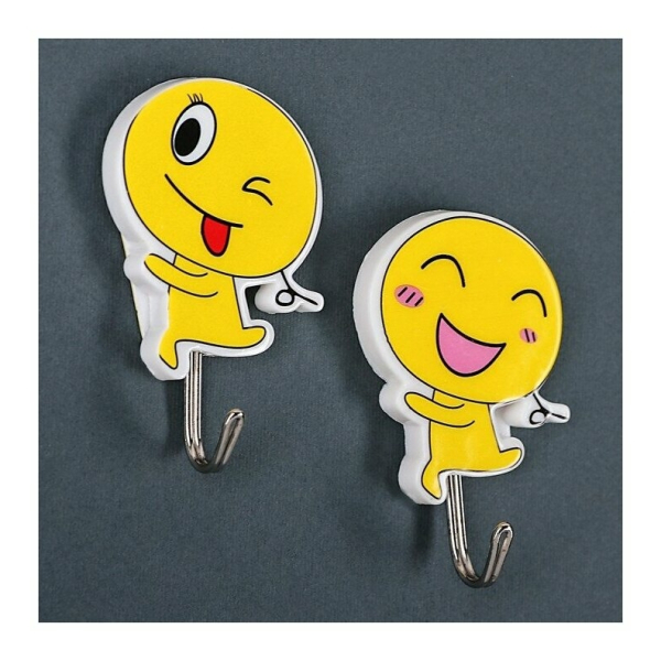 Крючки набор пластик 2 шт самоклеющиеся Бегущий смайлик