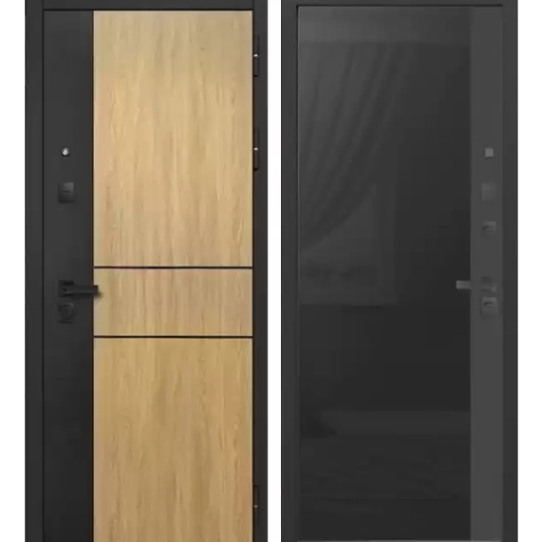 Дверь 9 см МДФ/МДФ SMART 2 Стекло черное 860*2050 R Сибирский Стандарт