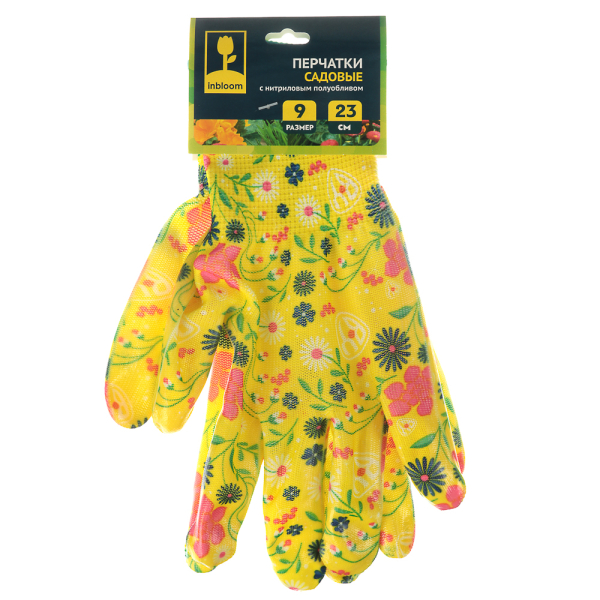 Перчатки с нитриловым полуобливом полиэстер 9 размер 31г цветные INBLOOM
