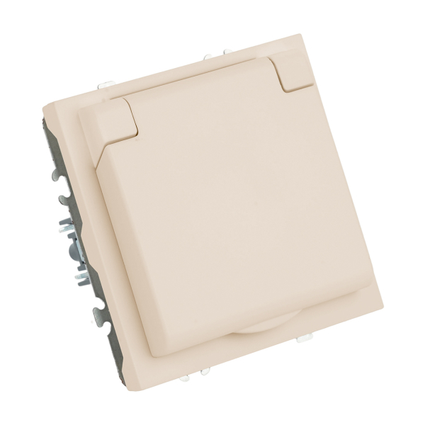 Розетка СУ 1 мест. кашемир со шторками с крышкой soft touch ЭМИЛИ STEKKER мех-зм под рамку