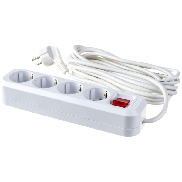 Удлинитель  4гн  3м 10А (земля,выключатель, 3-USB 2500W  Baizheng
