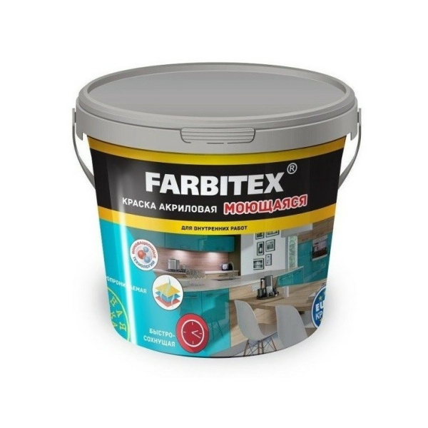 Краска ВД моющаяся 3кг Farbitex