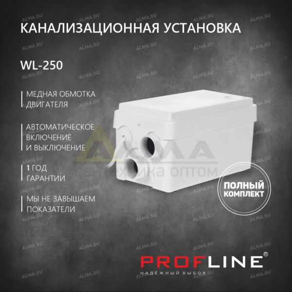 Канализационный насос 250Вт напор 5м 80л/мин WL-250 PROFLINE