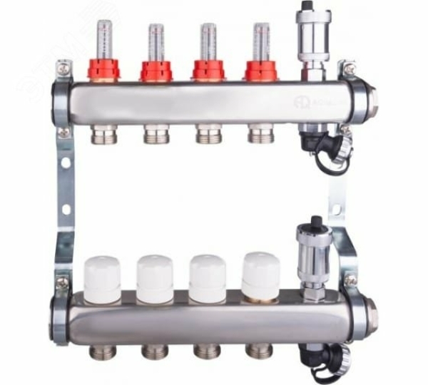 Коллекторная группа в сборе 1" x 4 выхода 3/4" евроконус STI