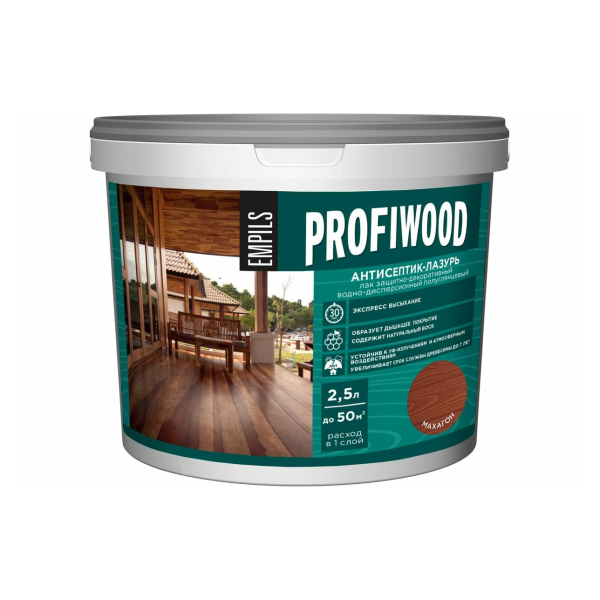 Антисептик-лазурь полиакриловый 0,9л махагон Profiwood