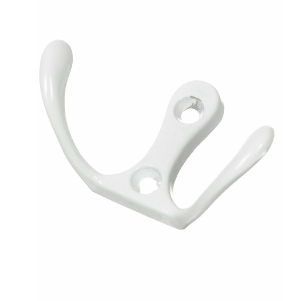 Крючок 2-х рожковый белый N19