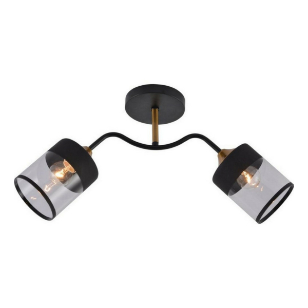 Люстра 2*60Вт Е27  стекло черный латунь  52*12*27 9м2 Baizheng