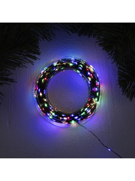 Гирлянда «Нить» 50 м роса, IP44, зелёная нить, 500 LED, свечение мульти, 8 режимов, 31 В