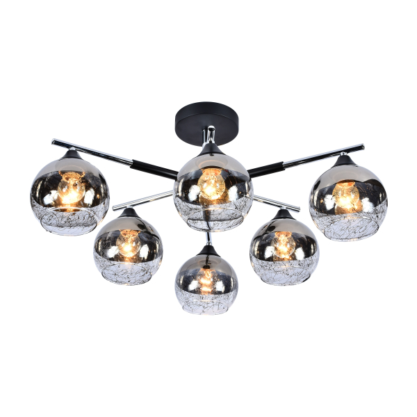 Люстра 6*60Вт Е27 черный/хром AU12202/6 BK+CR Атмосфера уюта