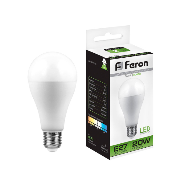 Лампа св/д A65 20Вт 4000К Е27 Feron