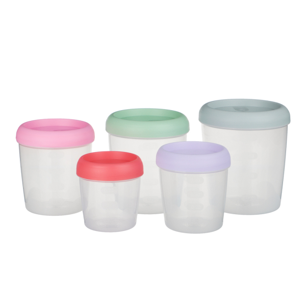 Набор банок для продуктов с завинчивающейся крышкой 5шт (1,4л 1,05л 0,75л 0,55л 0,4л), пластик