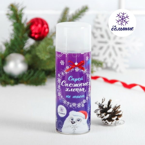 Искусственный снег спрей Снежные хлопья, 250 мл, белый