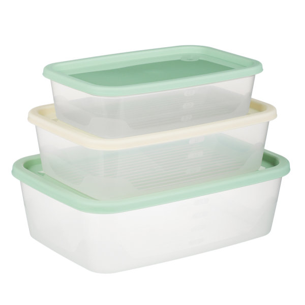 Набор прямоугольных контейнеров пищевых 3шт (1л 1,7л 2,7л), пластик