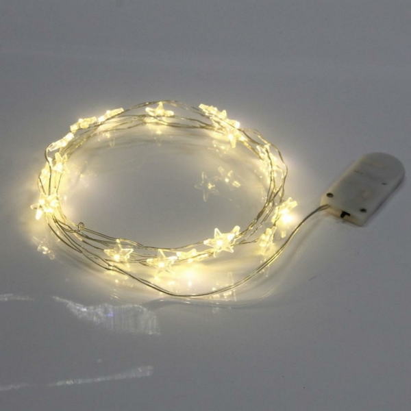 Гирлянда светодиодная 2м 20 Led 220В батарейки звездочка