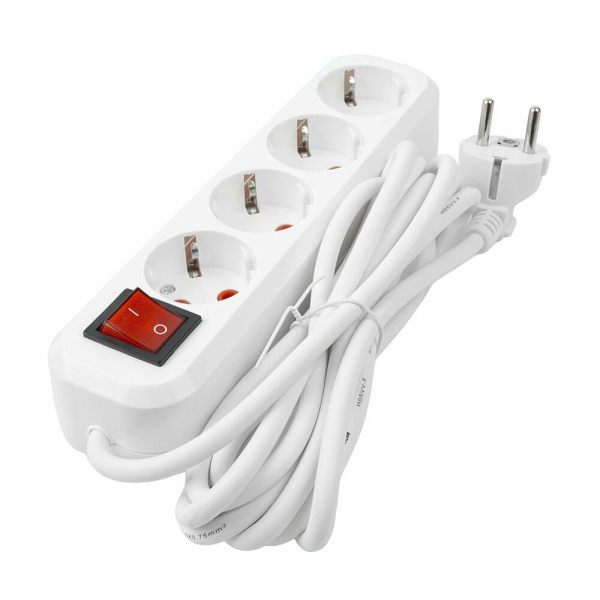 Удлинитель  4гн 5м 10A(земля,выключатель) 2500W  Baizheng