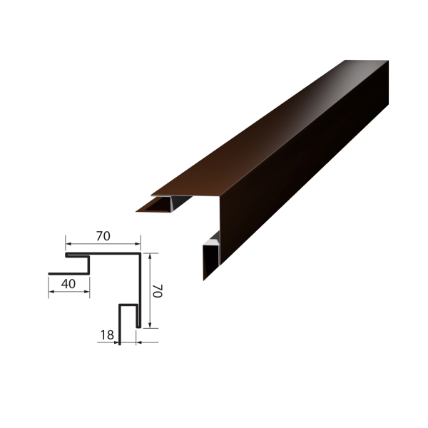Сложный наружный угол СНУ.14 70*70*3000 (8017 шоколадно коричневый)