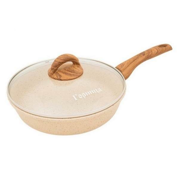 Сковорода 26см алюминевая стеклянная крышка Гармония Оникс Горница