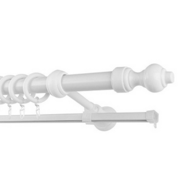 Карниз метал+пластик Кантри Луковица одинарный 28мм стандарт 1,2м белый