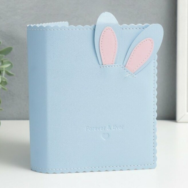 Фотоальбом для фото мини камер 64 фото 8,4х5,5 см "Зайчьи ушки" голубой 17х12 см   7402916