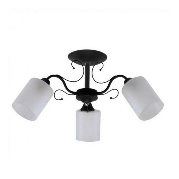 Люстра 3*60Вт Е27  плафон стекло черный 59*59*28,5 см 12м2 Baizheng