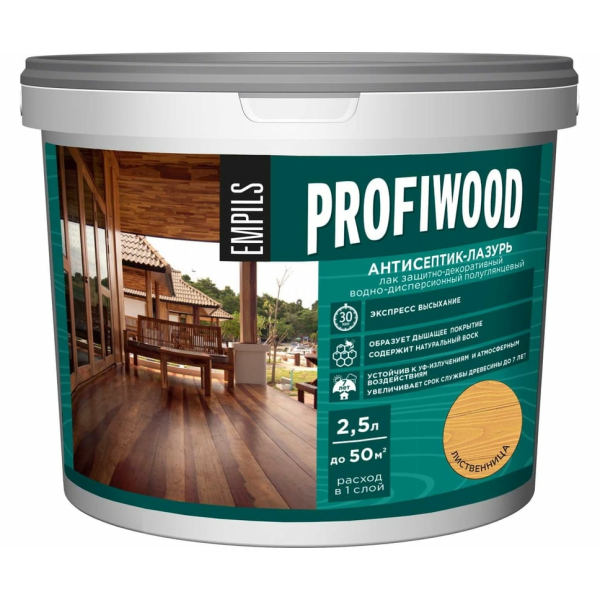 Антисептик-лазурь полиакриловый 2.5л калужница Profiwood