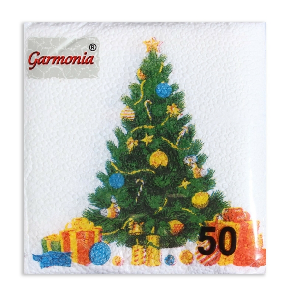 Салфетки новогодние бумажные «Ёлка», 24×24 см, 50 шт.
