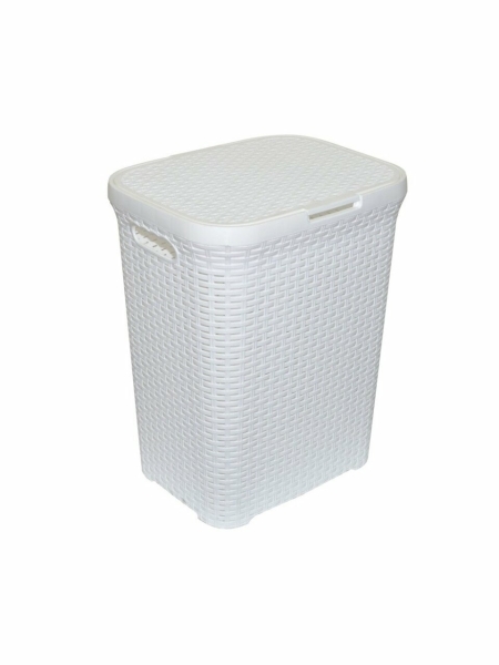 Корзина для белья с крышкой 60л 346*445*560мм белый Ротанг Violet