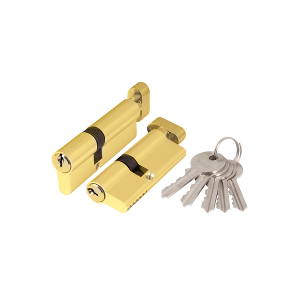 Цилиндровый механизм AX1002Knob60 25+10+25 PB латунь с вертушкой Ajax