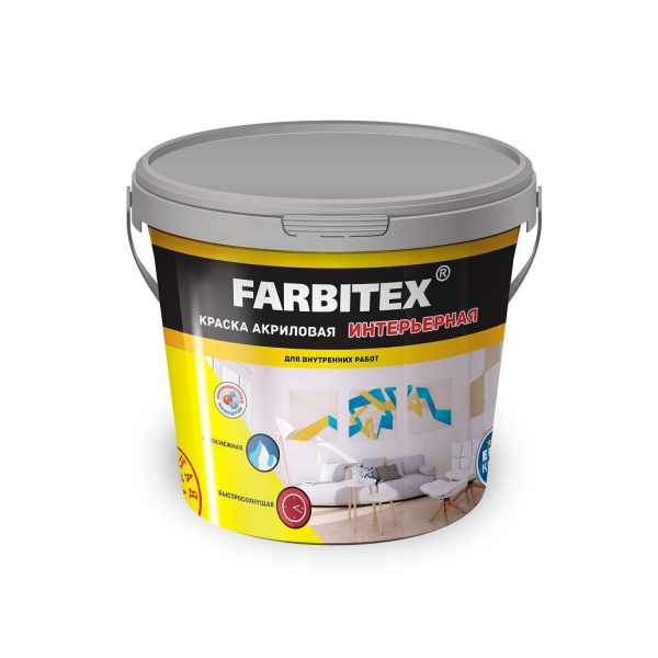 Краска ВД интерьерная 3кг Farbitex