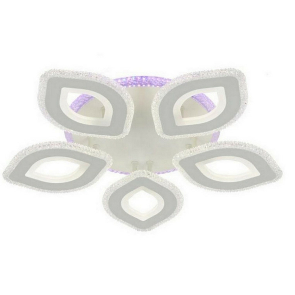 Люстра светодиодная 5*120Вт 57*9 см 4120LM 20м2 3 цвета прилож пульт белый Baizheng