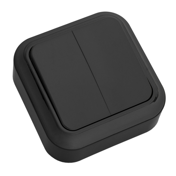 Выключатель ОУ 2 кл. черный BOLLETO 7023B IN HOME