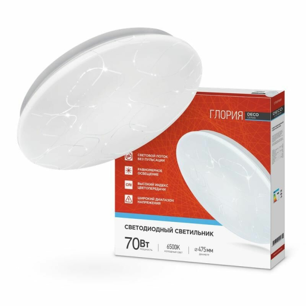 Светильник св/д  70Вт 6500K 6300Лм 483*67мм  DECO ГЛОРИЯ  IN HOME