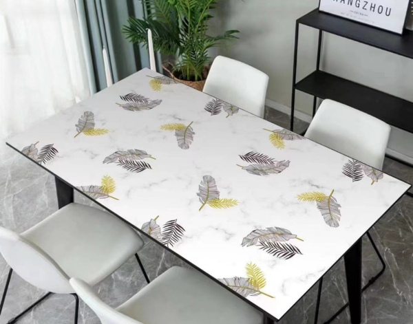 Клеенка силиконовая 1,0*20м 0,6мм гламурные листочки на белом Baizheng