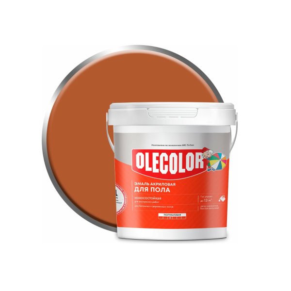 Эмаль акриловая для пола желто-коричневая 1кг Olecolor