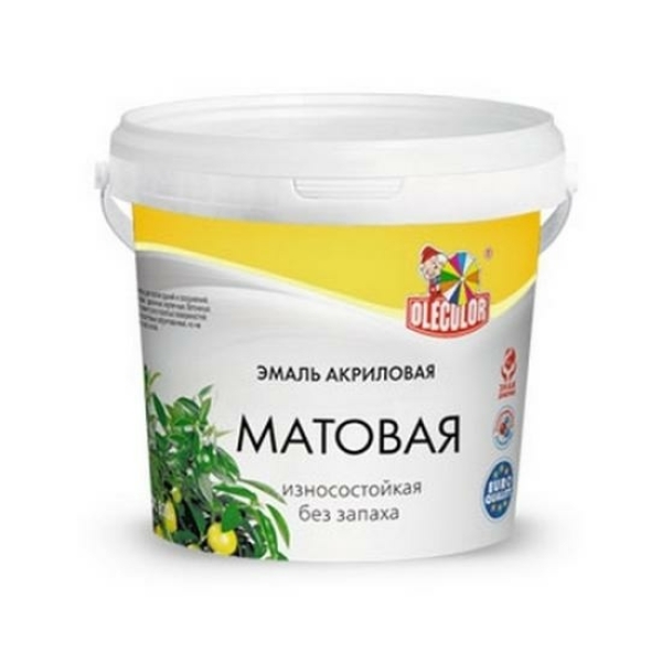 Эмаль акриловая матовая 1кг белый Olecolor