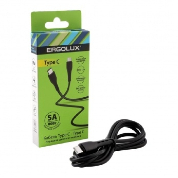 Дата-кабель USB(A)шт  2А 1м, черный ELX-CDC02P-C02 ERGOLUX