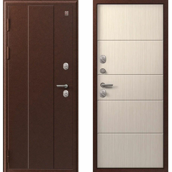 Дверь Т-100 Антик медь/ Лиственница светлая  860*1900 R Центурион