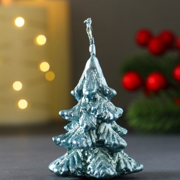 Свеча новогодняя Елочка 7*5см голубой