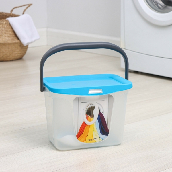 Контейнер для стирального порошка с ручкой 6л голубая лагуна